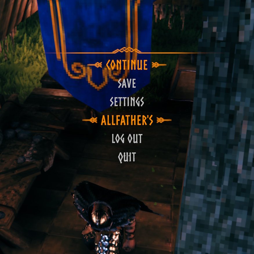 Valheim's pause menu with the extra entry Allfather's